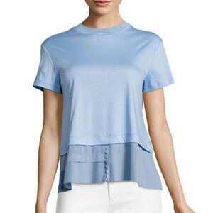 Carven Ruffle Hem T-Shirt-BLUE-Small